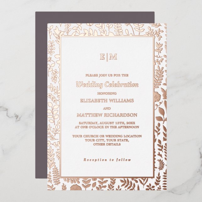 Invitation En Aluminium Mocha foncé | Rose Gold Luxury Mariage Real (Recto/Verso)