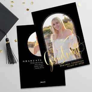 Invitation En Aluminium Modèle de diplôme Gold Script Two Photo