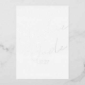 Invitation En Aluminium Modèle de mariage moderne argent