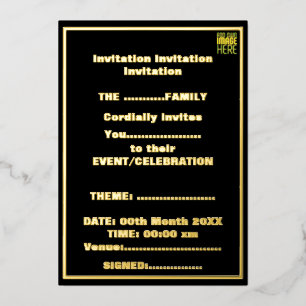INVITATION EN ALUMINIUM MODÈLE DE TEXTE D'IMAGE NOIRE SIMPLE ET MODERNE