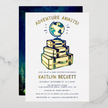 Modern Adventure Travel Globe Baby shower Real