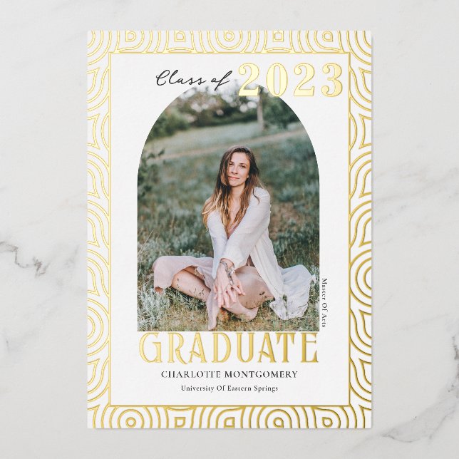 Invitation En Aluminium Modern Elegant 2023 Photo Graduation Party (Recto)