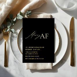 Invitation En Aluminium Modern Merry AF Christmas Party