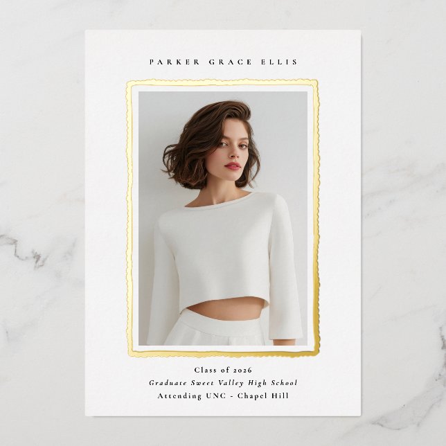 Invitation En Aluminium Modern Photo Graduation Gold Foil Announcement (Recto)