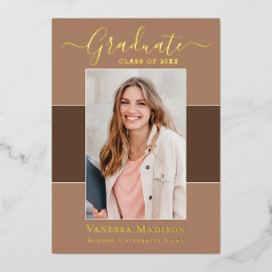 Invitation En Aluminium Moderne   1 Photo de Foil Graduation Announcement