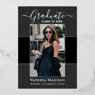 Invitation En Aluminium Moderne 1 Photo de Foil Graduation Announcement