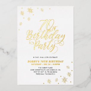 Invitation En Aluminium Moderne 70e fête d'anniversaire Real Foil Invitati