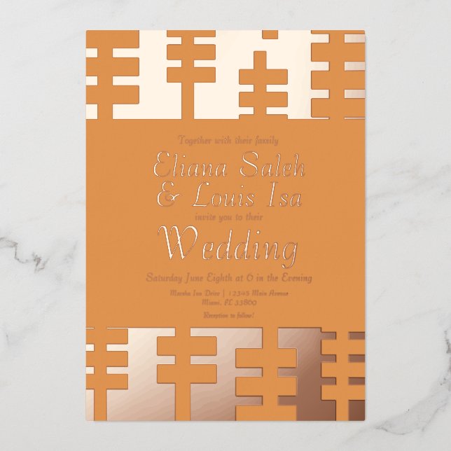 Invitation En Aluminium Moderne Africain Ankara Mariage frontière Pressé (Recto)