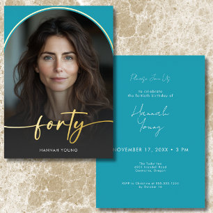 Invitation En Aluminium Moderne Anniversaire des Quarante Ans Minimaliste