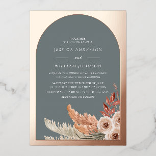 Invitation En Aluminium Moderne Bohème Florale Bohémienne Mariage Or Rose
