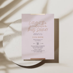 Invitation En Aluminium Moderne Calligraphie Graduation Blush Rose Gold