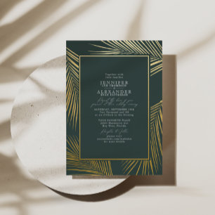 Invitation En Aluminium Moderne Chic Tropical Beach Palm Mariage Feuille D