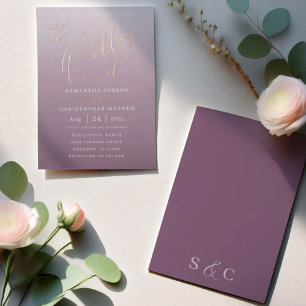 Invitation En Aluminium Moderne Deep Mauve Gradient Le Mariage De