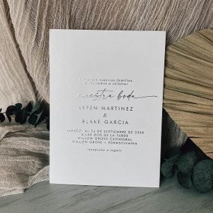 Invitation En Aluminium Moderne écriture à feuille d'argent   Mariage espa