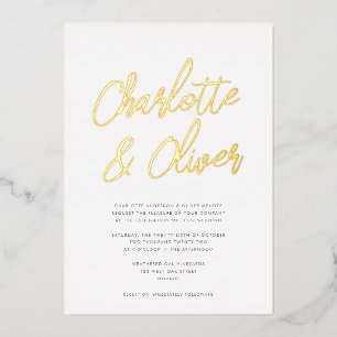 Invitation En Aluminium Moderne Écriture Calligraphique Simple Mariage VRA