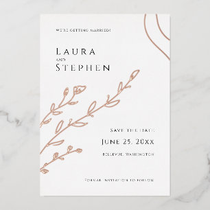 Invitation En Aluminium Moderne Elegant Botanical Enregistrer la date