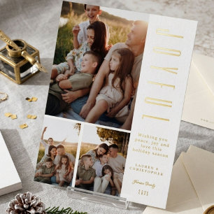 Invitation En Aluminium Moderne Élégant Collage de Photos de Famille Noël 