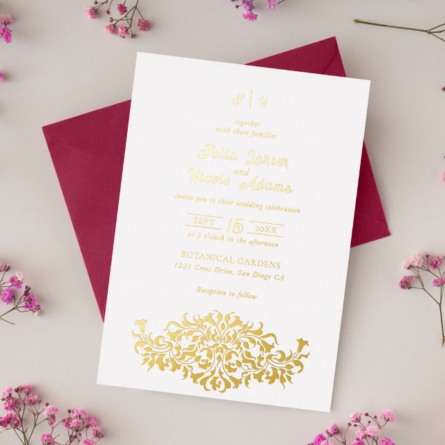 Invitation En Aluminium Moderne Élégant Mariage de couronne florale romant (Créateur téléchargé)