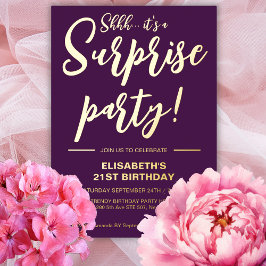 Invitation En Aluminium Moderne Elégant Purple 21ème Anniversaire Surprise