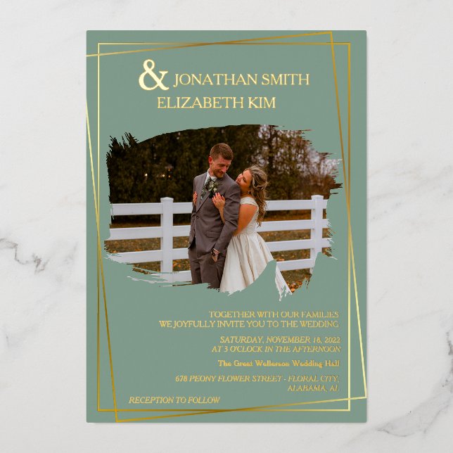 Invitation En Aluminium Moderne Élégant Script Pinceau photo Overlay Maria (Recto)