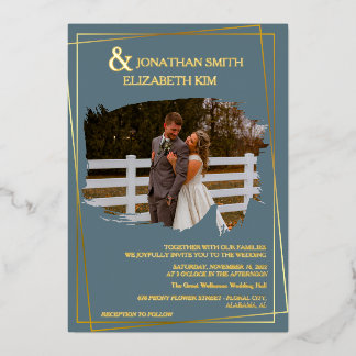 Invitation En Aluminium Moderne Élégant Script Pinceau photo Overlay Maria