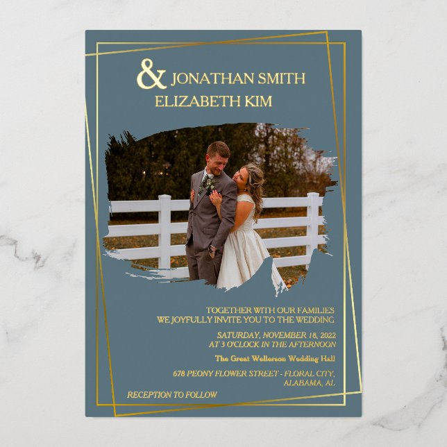 Invitation En Aluminium Moderne Élégant Script Pinceau photo Overlay Maria (Recto)