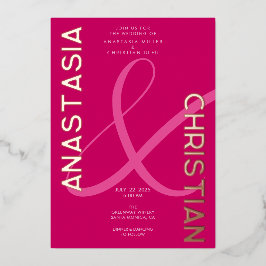 Invitation En Aluminium Moderne et Gras Mariage Magenta