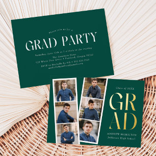 Invitation En Aluminium Moderne Filmstrip Green 6 Photo Graduation Party