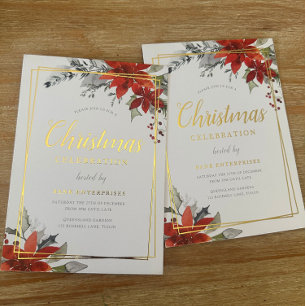 Invitation En Aluminium Moderne Géométrique Festive Noël Fête Or