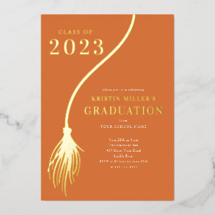 Invitation En Aluminium Moderne Golden Tassel Graduation