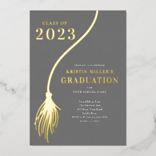 Invitation En Aluminium Moderne Golden Tassel Graduation