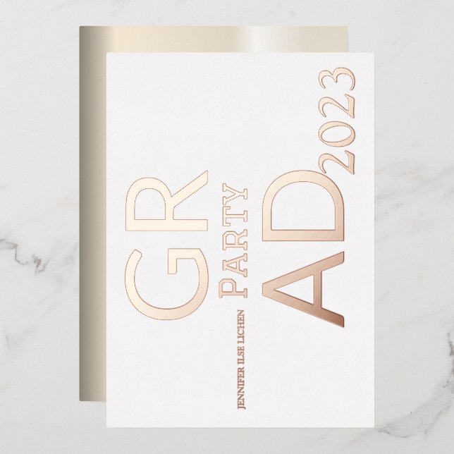 INVITATION EN ALUMINIUM MODERNE GRAD PARTY (Recto/Verso)