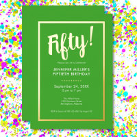 Moderne Lime Green & Gold Foil 50e anniversaire