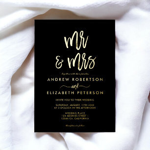 Invitation En Aluminium Moderne M. Mrs script or mariage simple