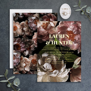Invitation En Aluminium Moderne Mariage Botanique Rose Foncé Luxueux Or