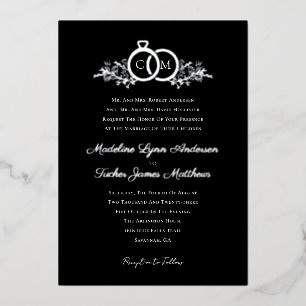 Invitation En Aluminium Moderne minimaliste Mariage de script Silver Foil
