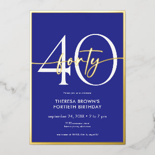 Invitation En Aluminium Moderne minimaliste Royal Blue Quarty Script Anniv