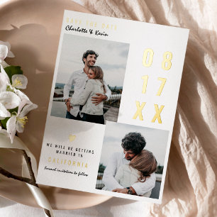 Invitation En Aluminium Moderne or save the date mariage 2 photos