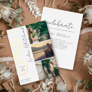 Invitation En Aluminium Moderne Photo Grad Blanc