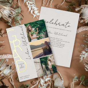 Invitation En Aluminium Moderne Photo Grad gris clair