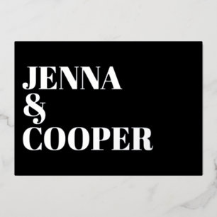 Invitation En Aluminium Moderne Retro Gras Type Noir & Mariage Argent