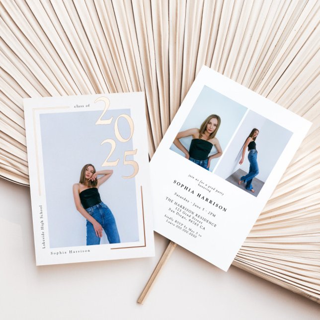 Invitation En Aluminium Moderne Rose Gold 2023 Diplôme photo (Créateur téléchargé)