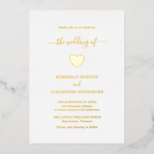Invitation En Aluminium Moderne Simple Cute Heart Élégant Mariage Or