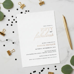 Invitation En Aluminium Moderne Simple Fête d'anniversaire 50 ans et Fabul