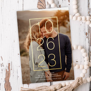 Invitation En Aluminium Modernisez votre date dans VRAI FOIL Enregistrer l