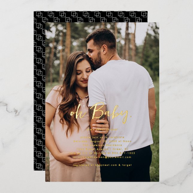 Invitation En Aluminium Mon bébé | Baby shower photo simple (Recto/Verso)