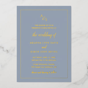 Invitation En Aluminium Monogramme bleu foncé simple Mariage élégant