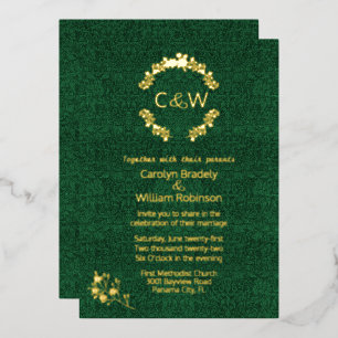 Invitation En Aluminium Monogramme dans une guirlande florale Mariage dama