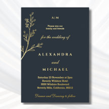 Monogramme de charbon Botanique Minimaliste Or