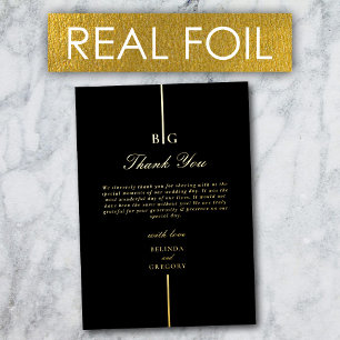 Invitation En Aluminium Monogramme de l'huile d'or réel Merci Mariage noir